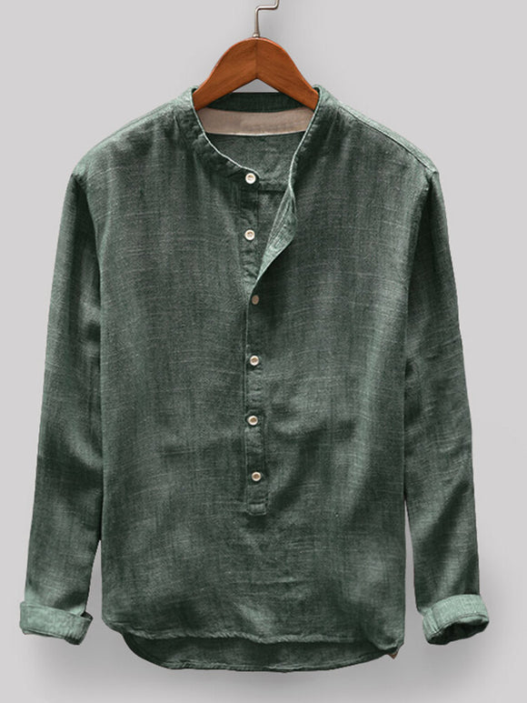 Kaaum Men's Long Sleeve Solid Color Shirt