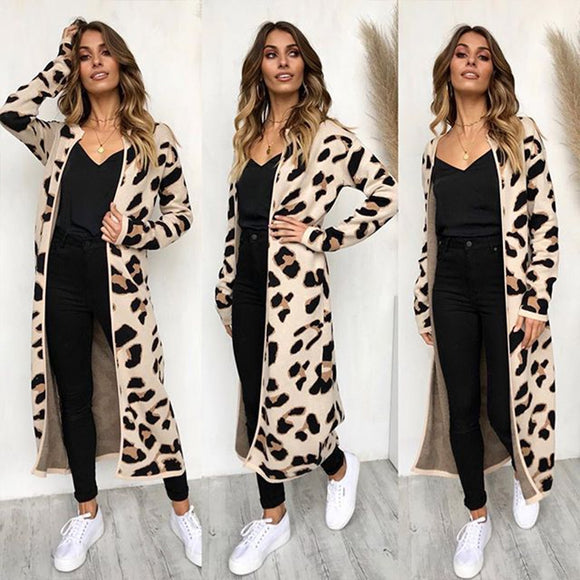 2018 Leopard Print Women Loose Cardigan Sweater