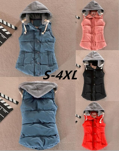 Clothing - Women's Warm Wool Collar Hooded Down Vest