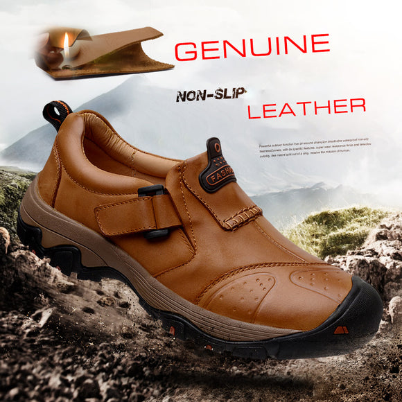 2019 Winter Genuine Leather Hiking Warm Outdoor Non-slip Climbing Causal Shoes