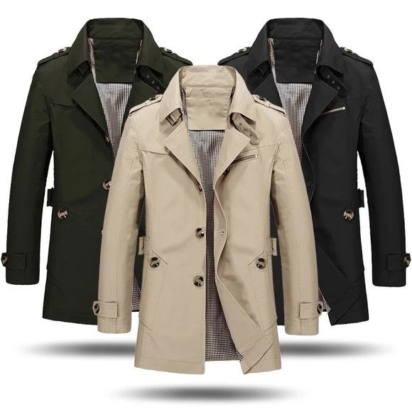 Kaaum Warm Fleece Outwear Windbreaker Jacket Casual Trench Coat