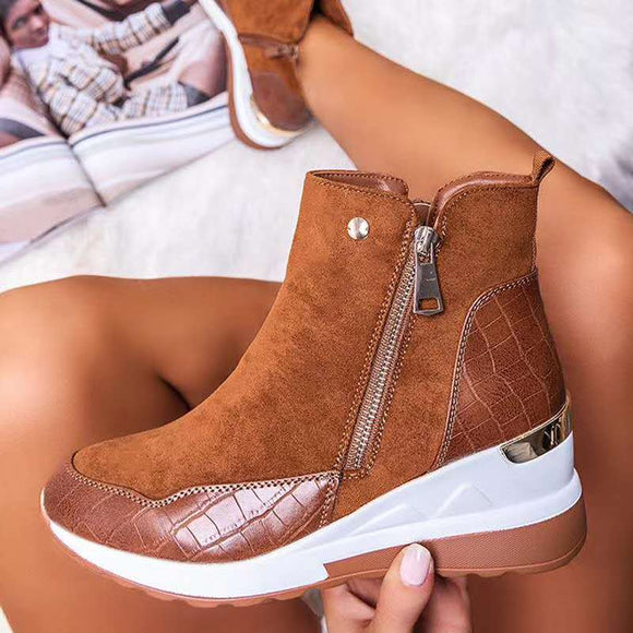 Kaaum Women's Comfortable High Top Platform Zipper Shoes