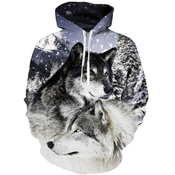 Kaaum 3d Hoodies Men Animal Pattern Printed Wolf Sweatshirt