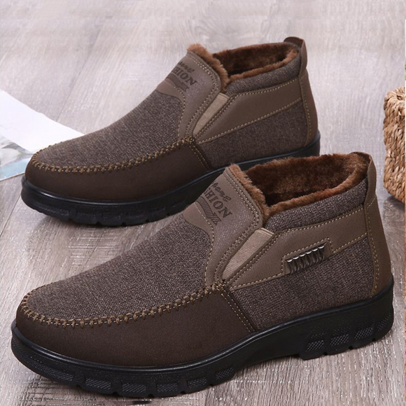 2019 Men's Casual Comfortable Flat Slip On Leather Warm Boots Shoes