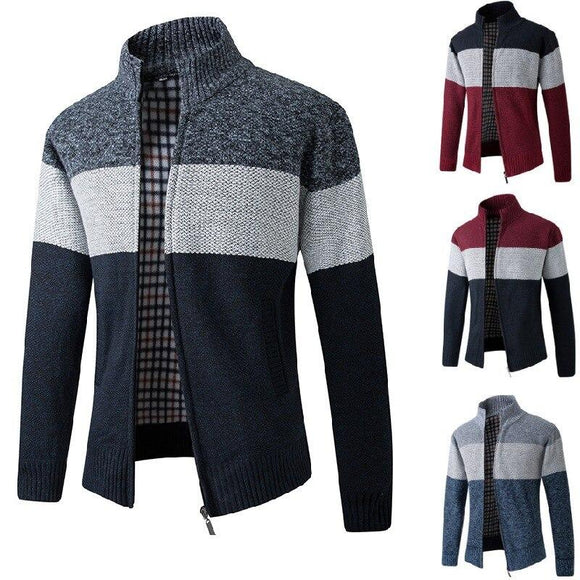 Fashion Men's Sweater Coat 2020 Spring Autumn Mens Hooded Stripe Coat