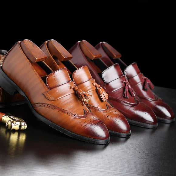 Shoes - Big Size Men's Classic Leather Tassel Shoes