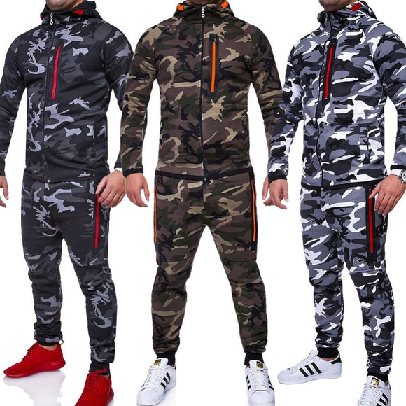 Kaaum 2021 Camouflage Jacket Sweatsuit Military Men Sets