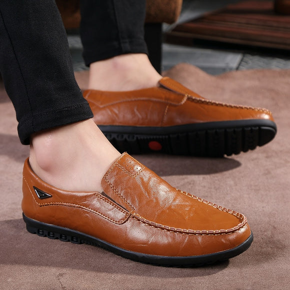 2019 Men Fashion Leather Solid Comfortable Shoes Flats