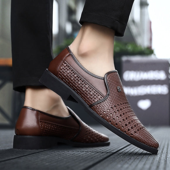 2020 Summer Men's Genuine Leather Weave Shoes